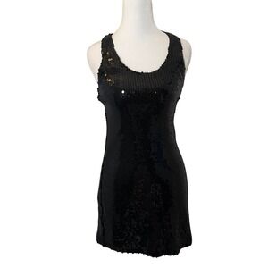 Twenty One Black Sequin Racerback Mini Dress‎ Size S Sparkly Party Club